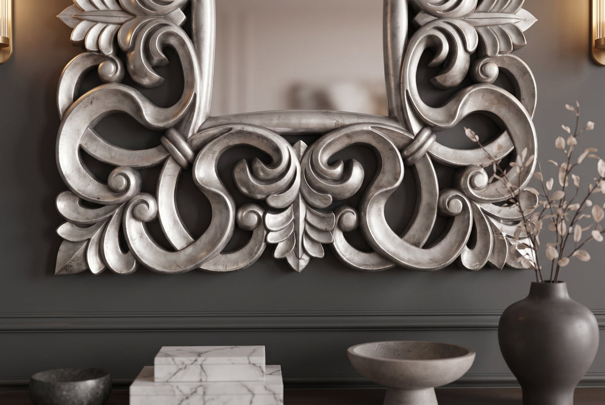 Élégant miroir mural VENICE 75x75cm doré style baroque antique
