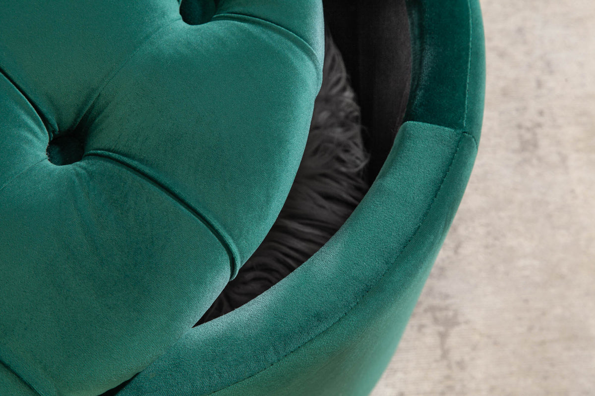 Élégant pouf MODERN BAROCK 50cm vert foncé velours coffre de rangement