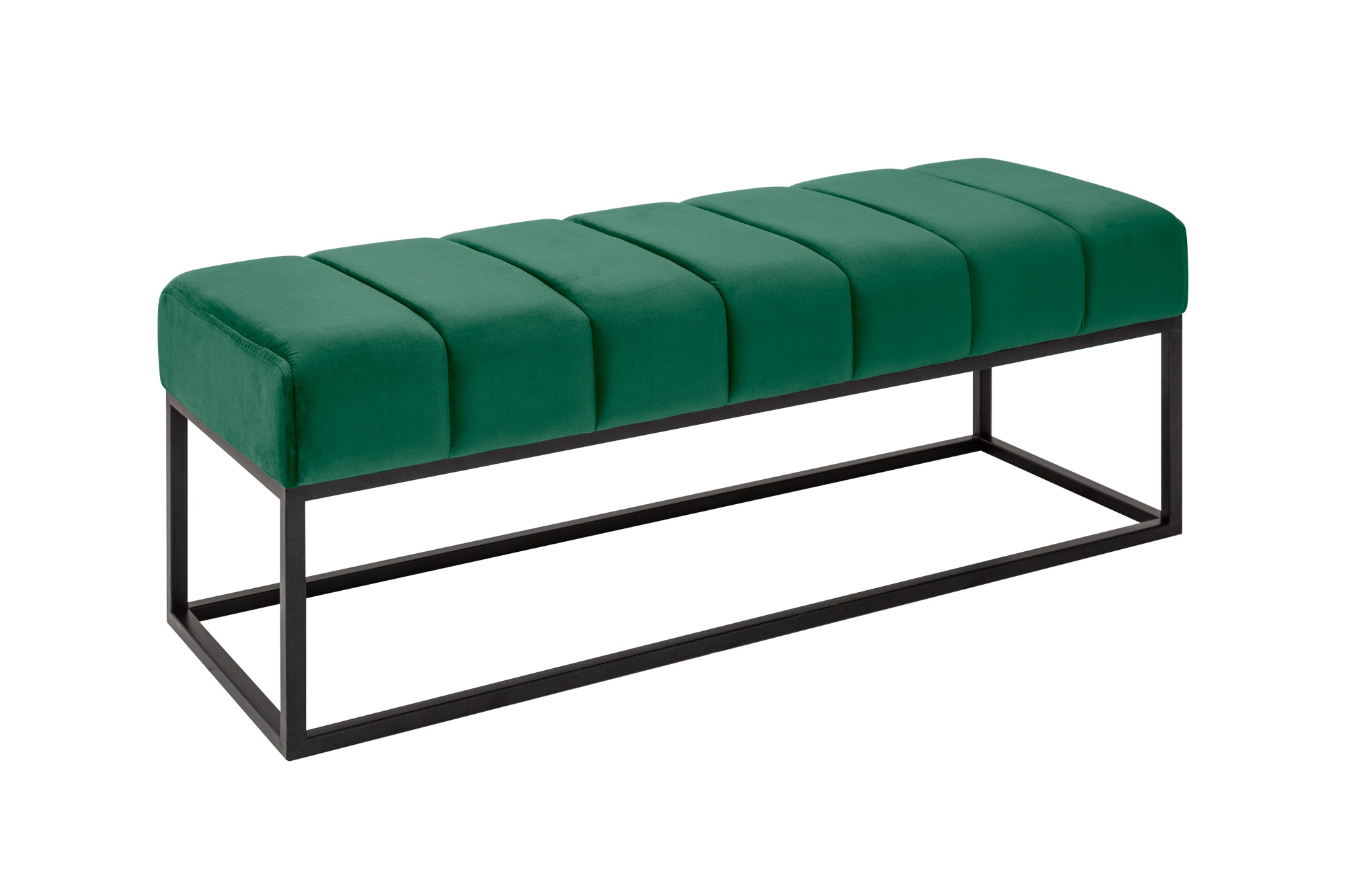Elégante banquette PETIT BEAUTÉ 110cm velours vert émeraude structure noire