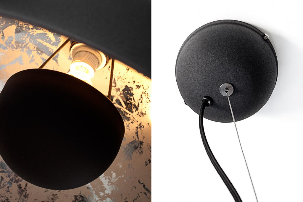 Elégante lampe à suspendre STUDIO 55cm noir aspect feuille d'argent Lampe à suspendre