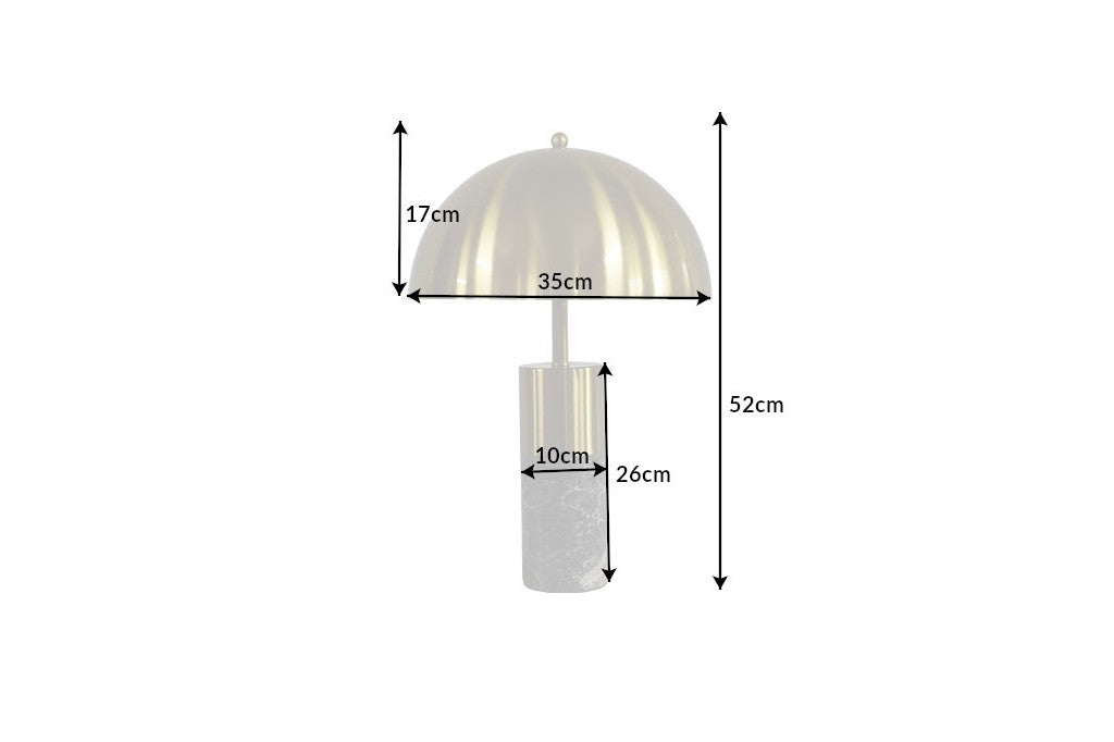 Elégante lampe de table BURLESQUE 52cm gris doré avec pied en marbre