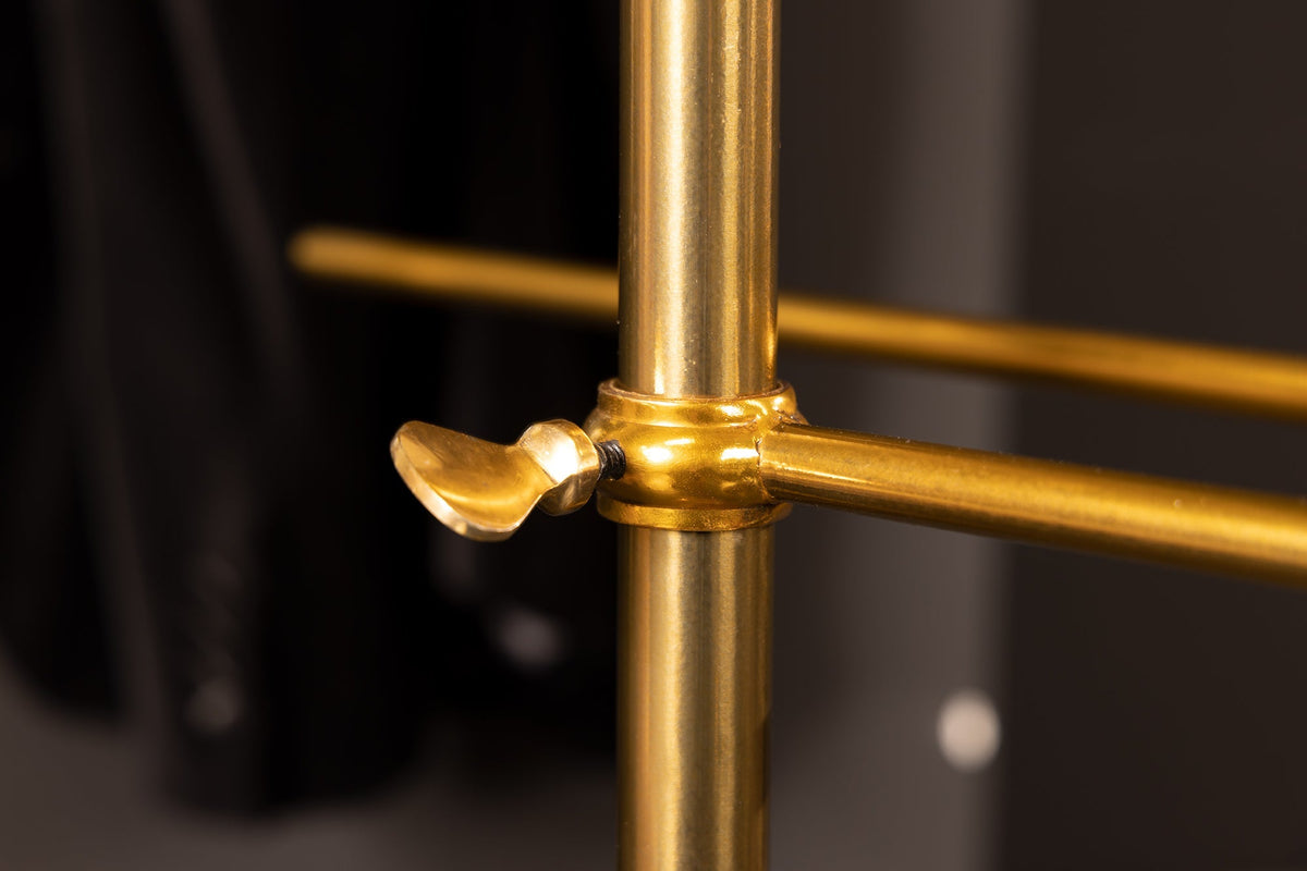 Eleganter Herrendiener VALET 128cm gold Aluminium Kleiderhaken Garderobenständer