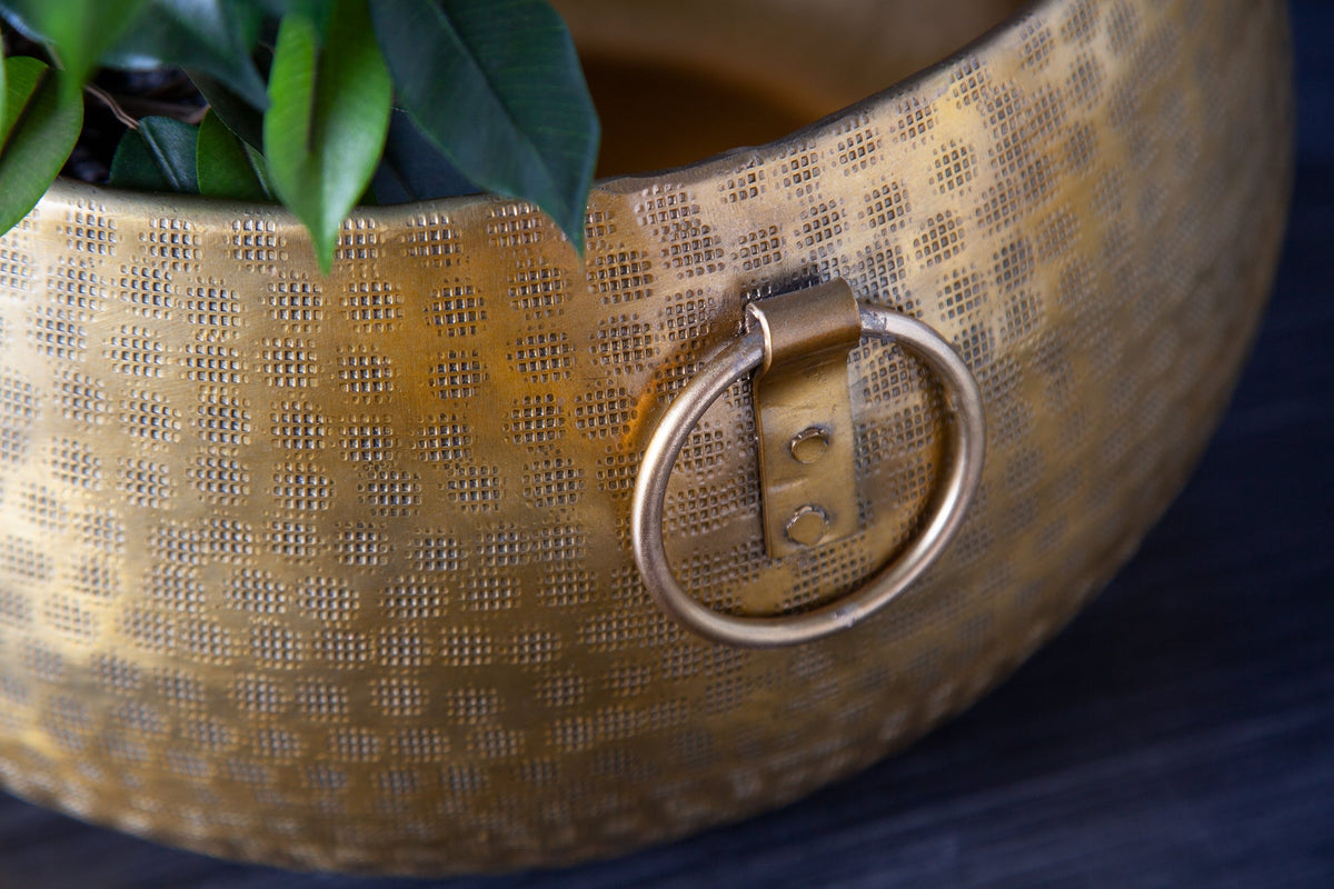 Ensemble de 2 bols fabriqués à la main Pot de fleur en or ORIENT au design martelé