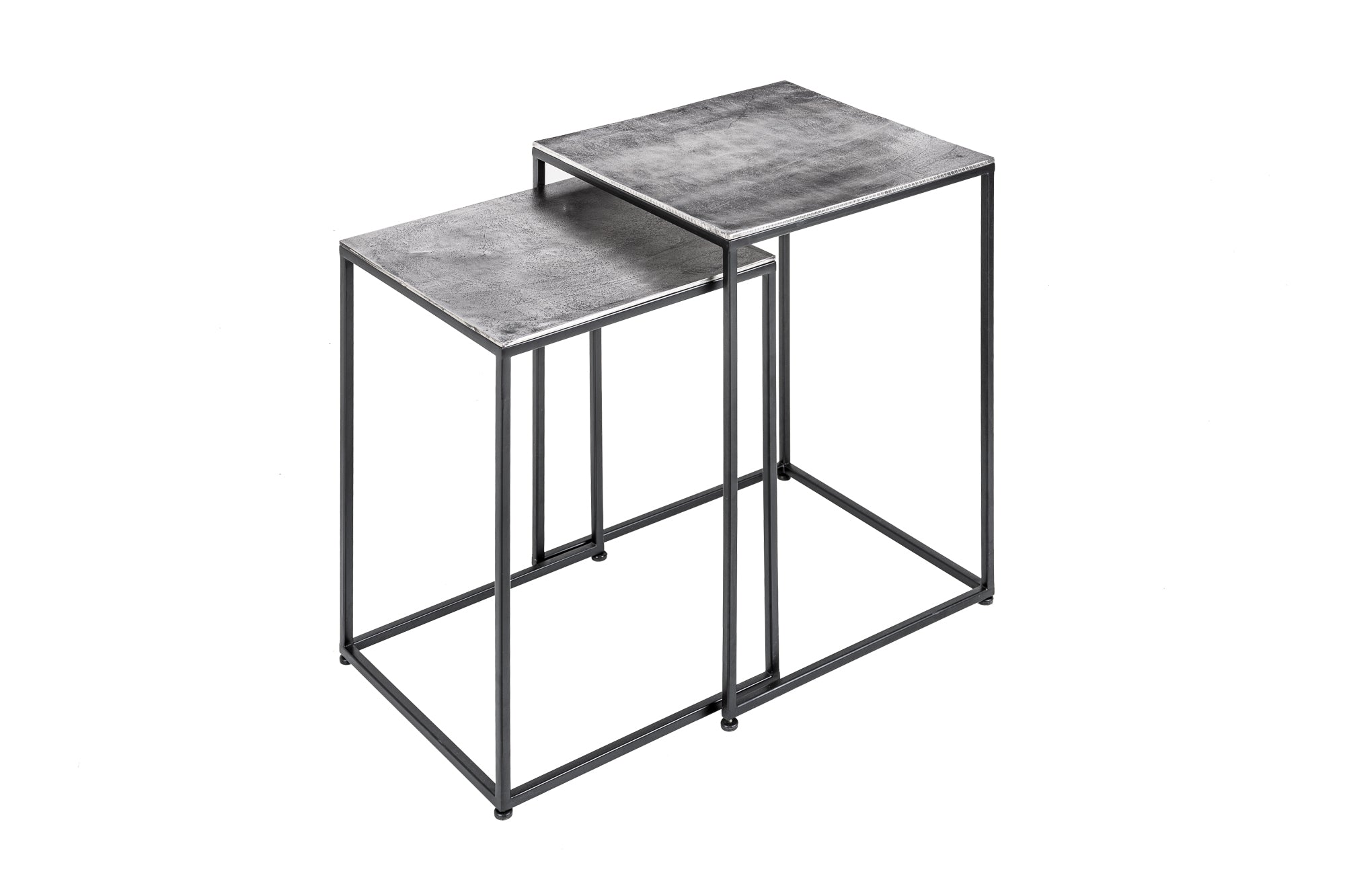 Ensemble de 2 tables d'appoint faites à la main ELEMENTS 40 cm table basse argent noir