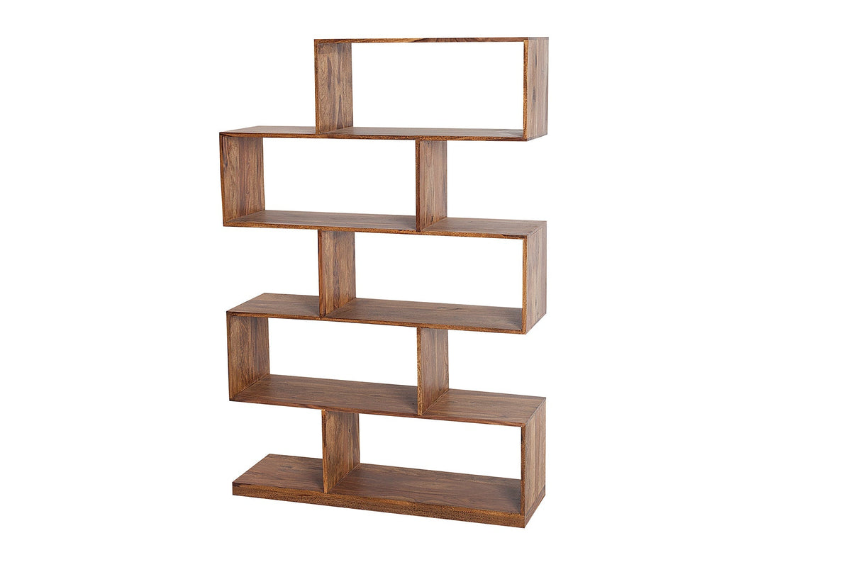 Etagère massive MAKASSAR XL 150cm bibliothèque finition pierre Sheesham marron