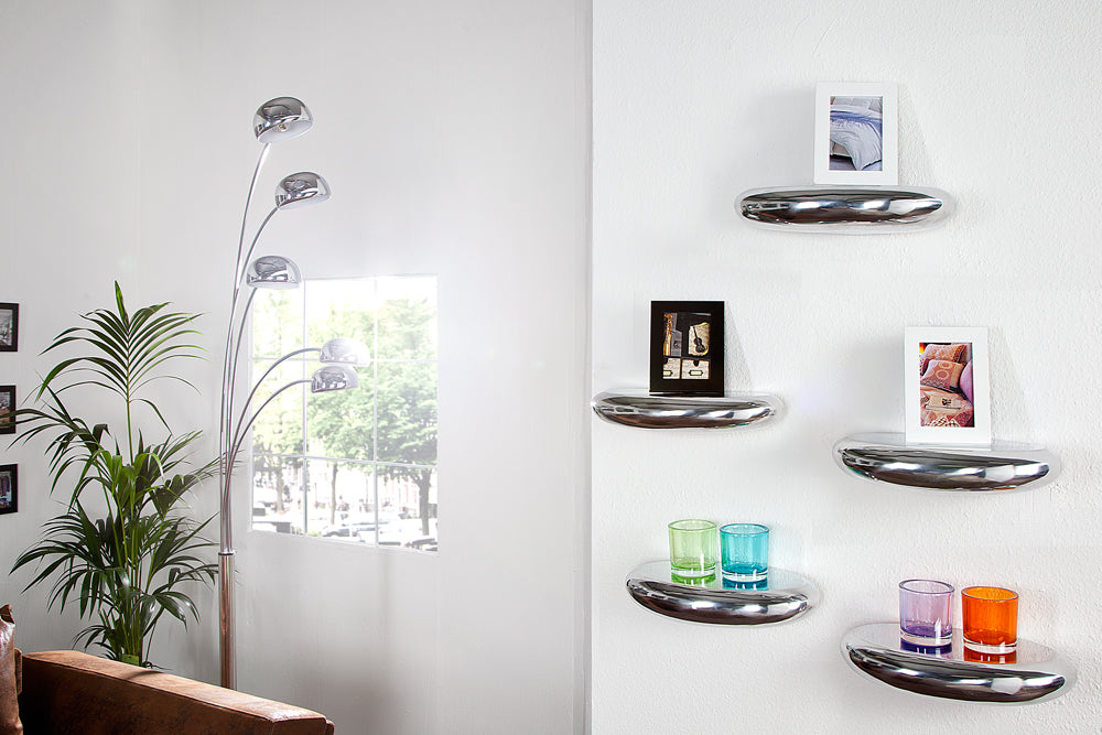Etagère murale design moderne TEAR 40cm aluminium argenté