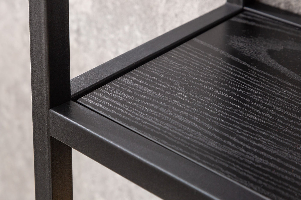 Etagère murale industrielle SLIM LINE 90cm frêne noir cinq étagères