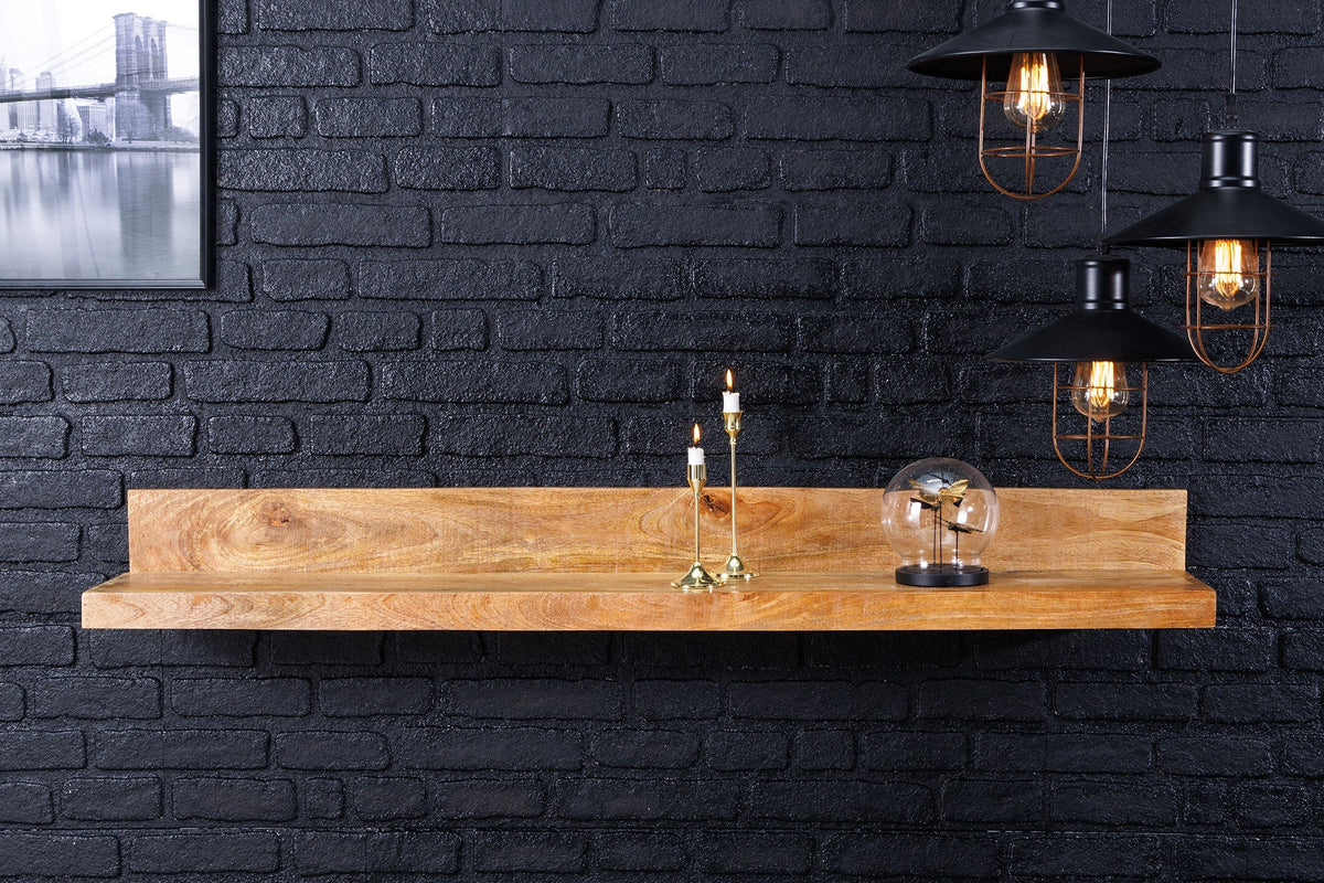 Etagère murale solide MAKASSAR 140cm en bois de manguier naturel fait main