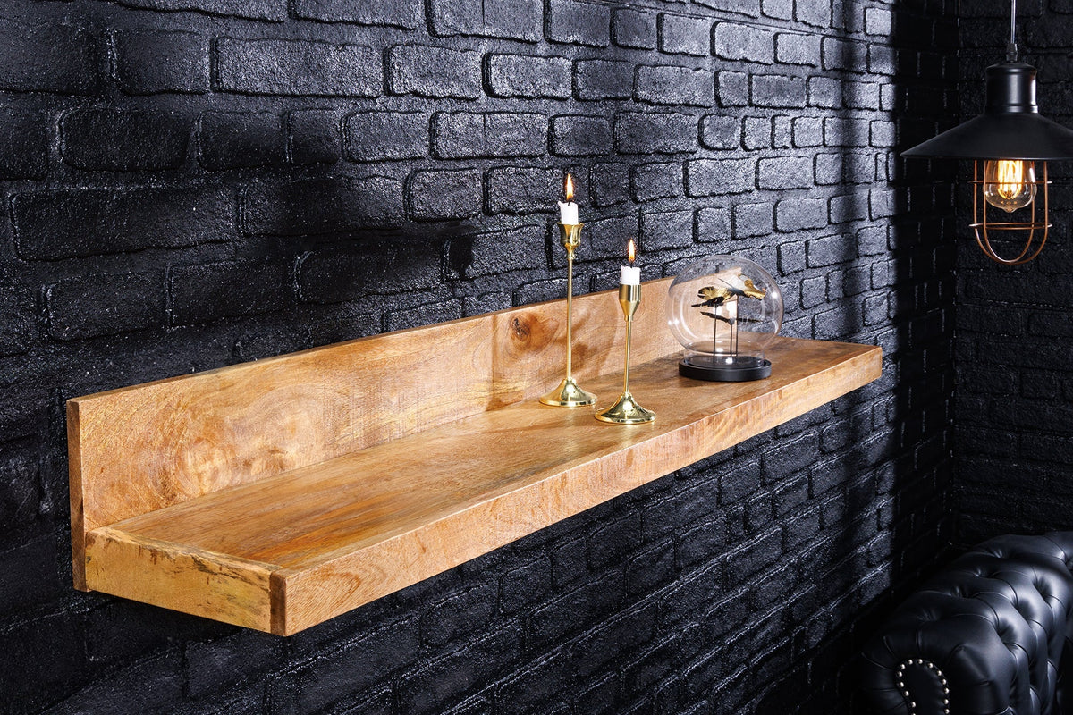 Etagère murale solide MAKASSAR 80cm en bois de manguier naturel fait main