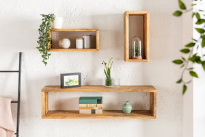 Etagère murale solide set de 3 HEMINGWAY 94cm en bois de manguier