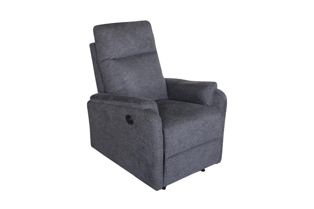 Exclusif 1er fauteuil de cinéma HOLLYWOOD gris tissu structuré position allongée électrique