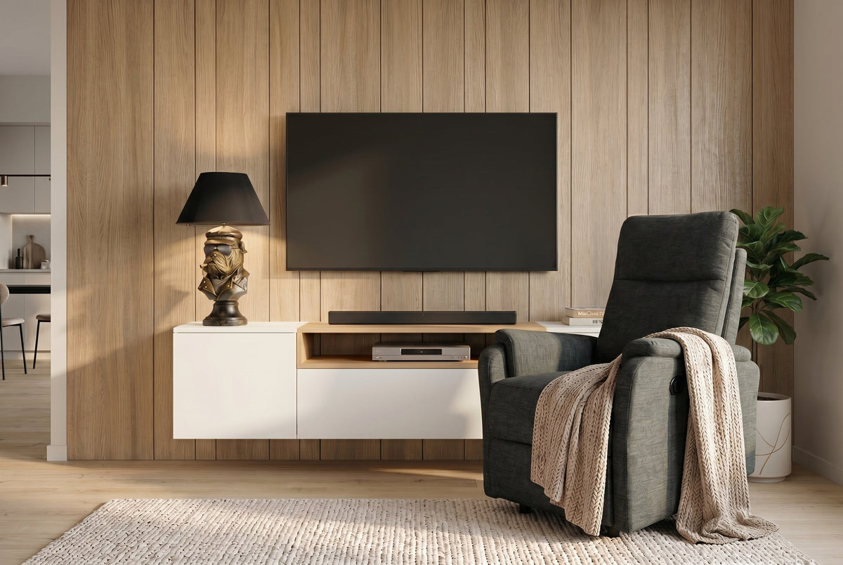 Exclusif 1er fauteuil de cinéma HOLLYWOOD vert tissu structuré position d'inclinaison électrique