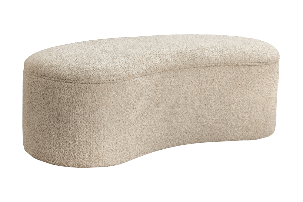 Extravagante banquette rembourrée ELEMENTAL 120cm beige champagne tricot fin bouclé avec rangement