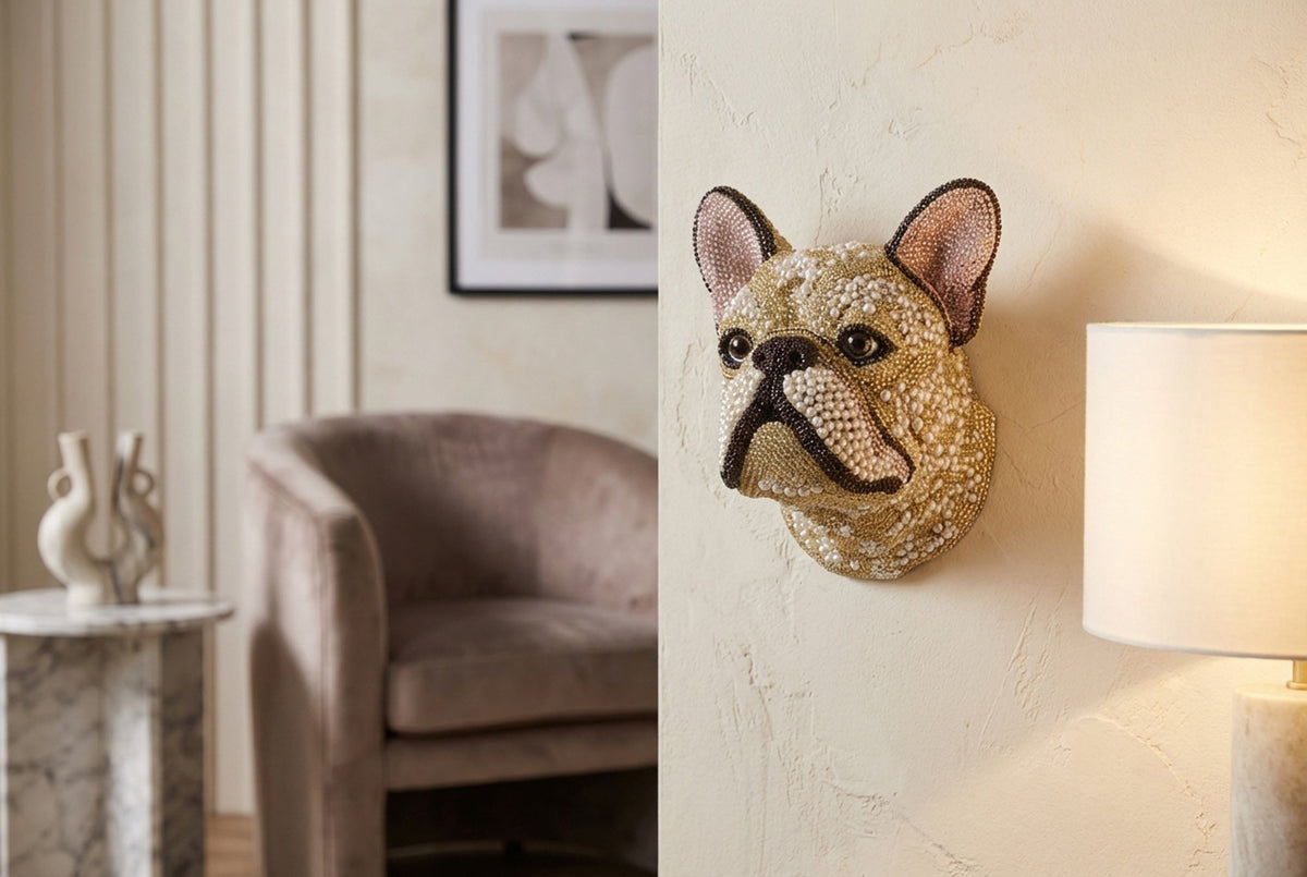 Extravagante décoration murale FRENCH BULLDOG 25cm multicolore fait main