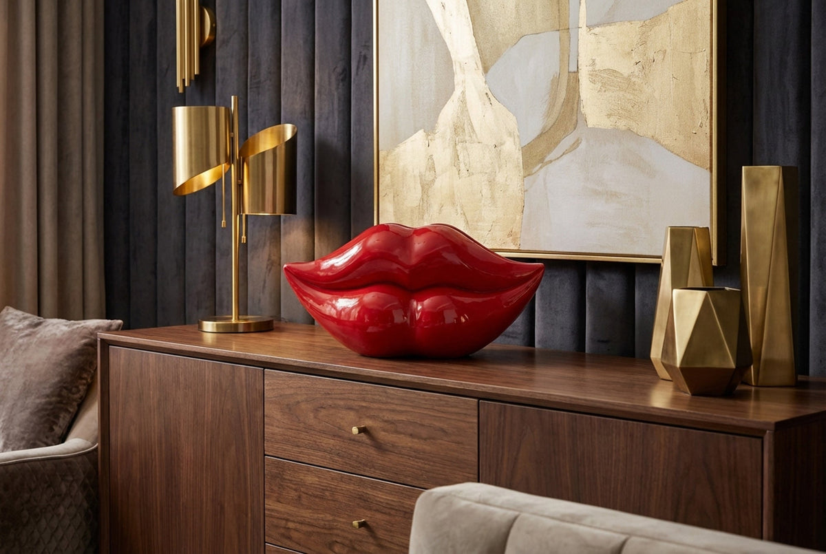 Extravagante Deko-Vase LIP 60cm rot handmade Hochglanz