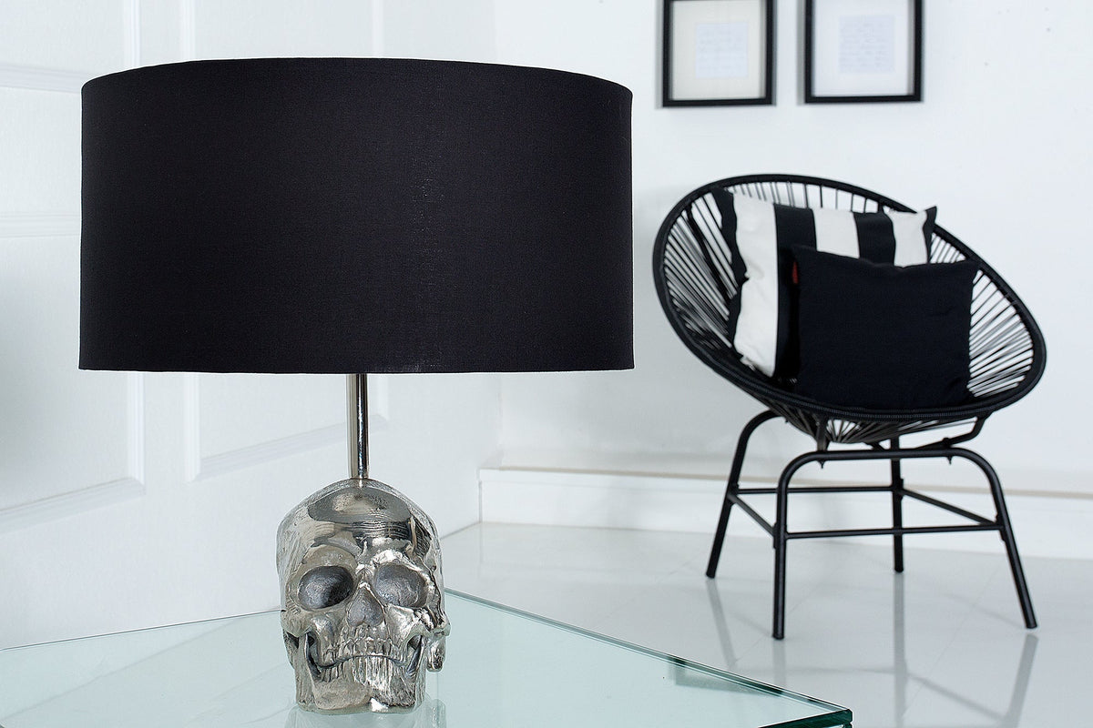 Extravagante lampe de table SKULL 44cm noire crâne lampe de table