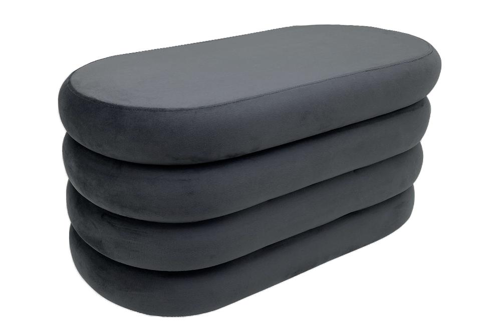 Extravagante Polsterbank VOGUE 85cm grau Samt Sitzbank mit Stauraum