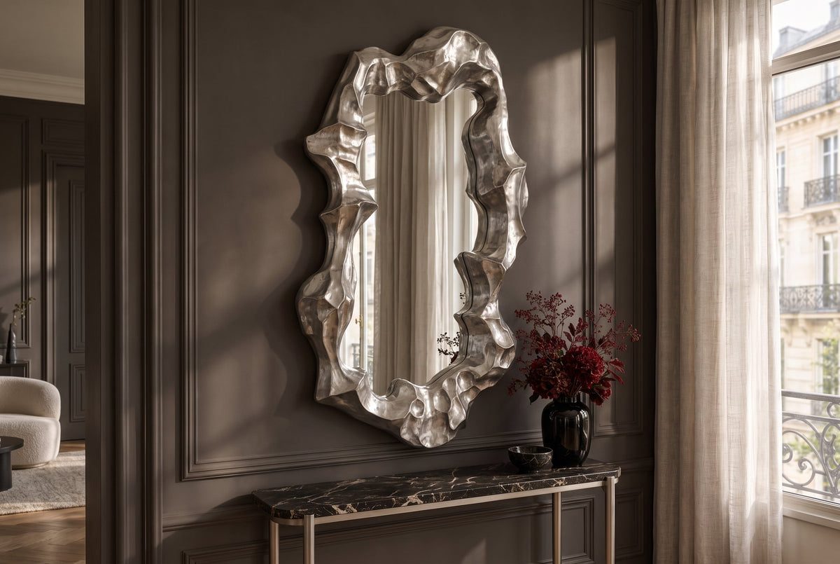 Extravaganter Wandspiegel VENETIA 150cm silber variable Aufhängung