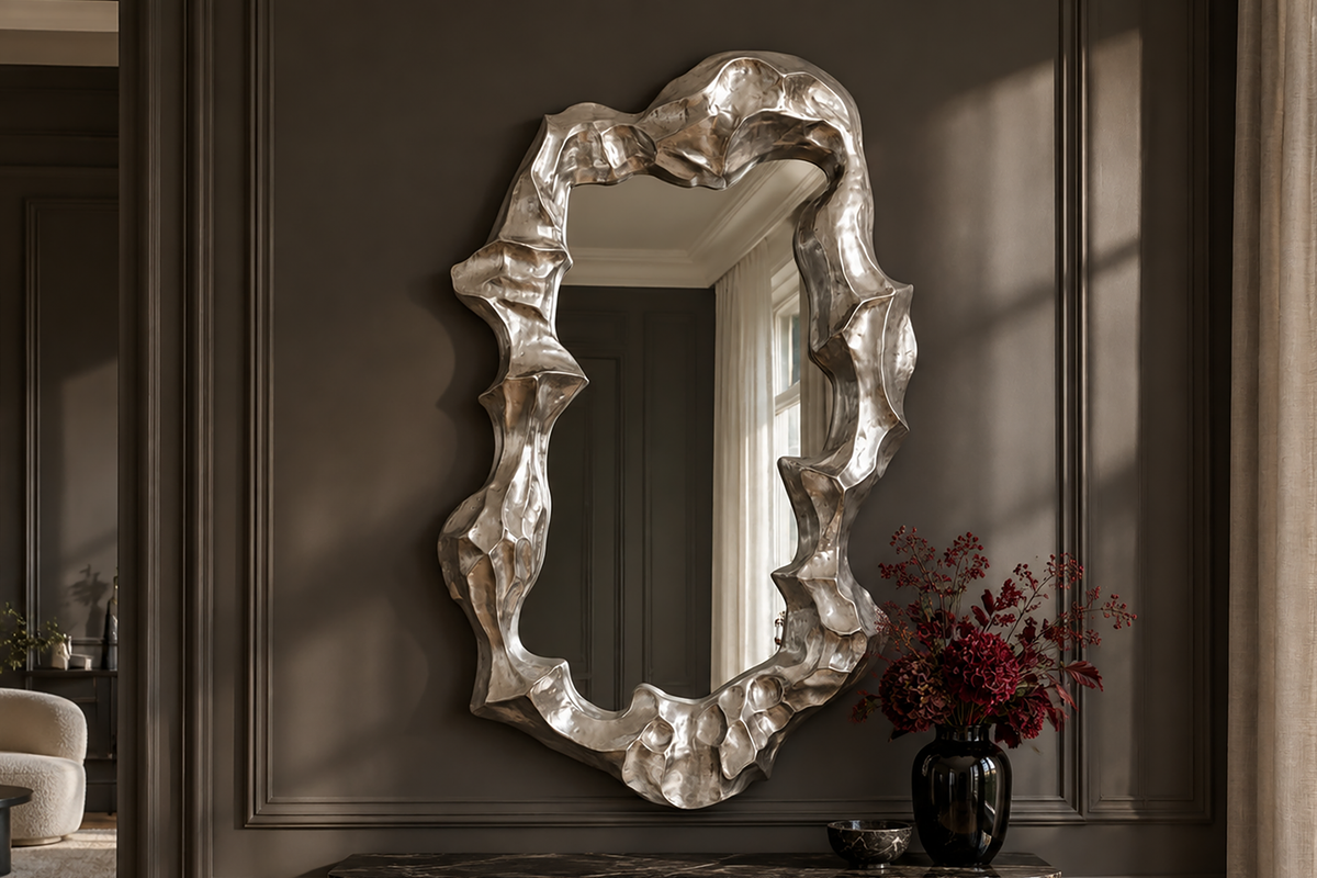 Extravaganter Wandspiegel VENETIA 150cm silber variable Aufhängung