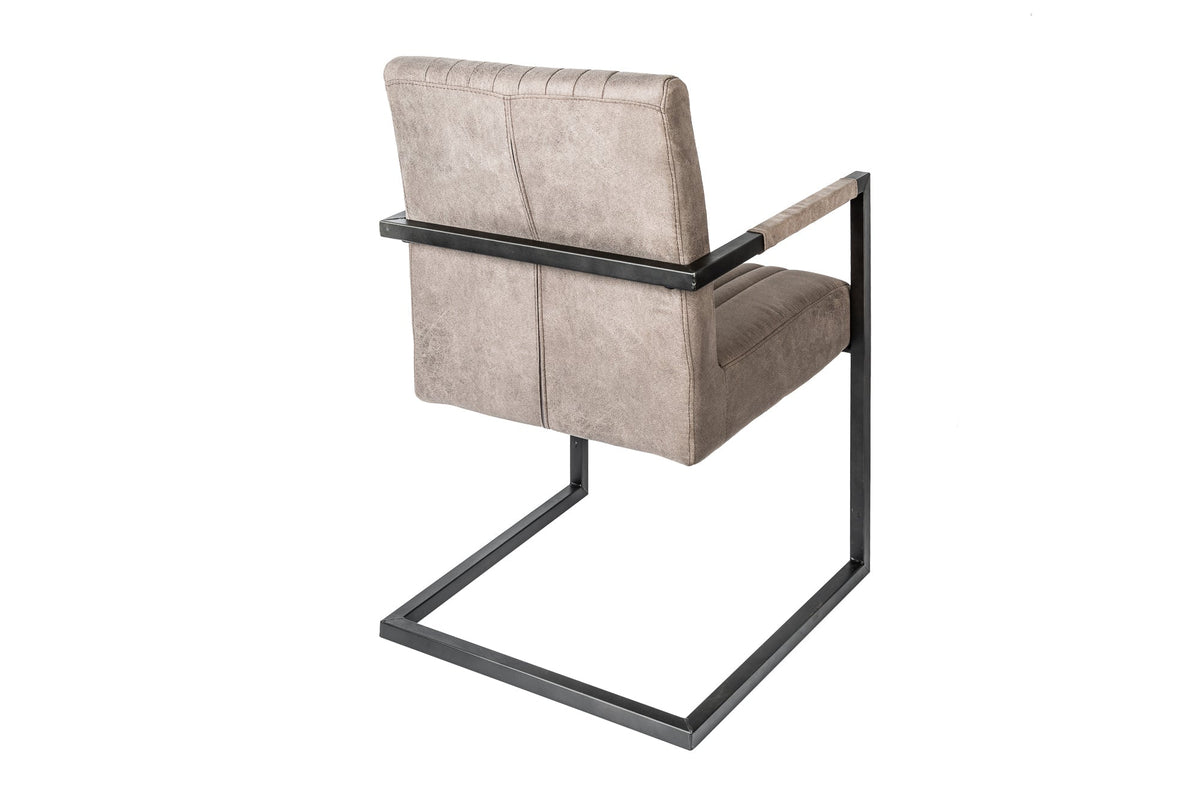 Fauteuil cantilever moderne BIG ASTON taupe ressorts ensachés structure en fer