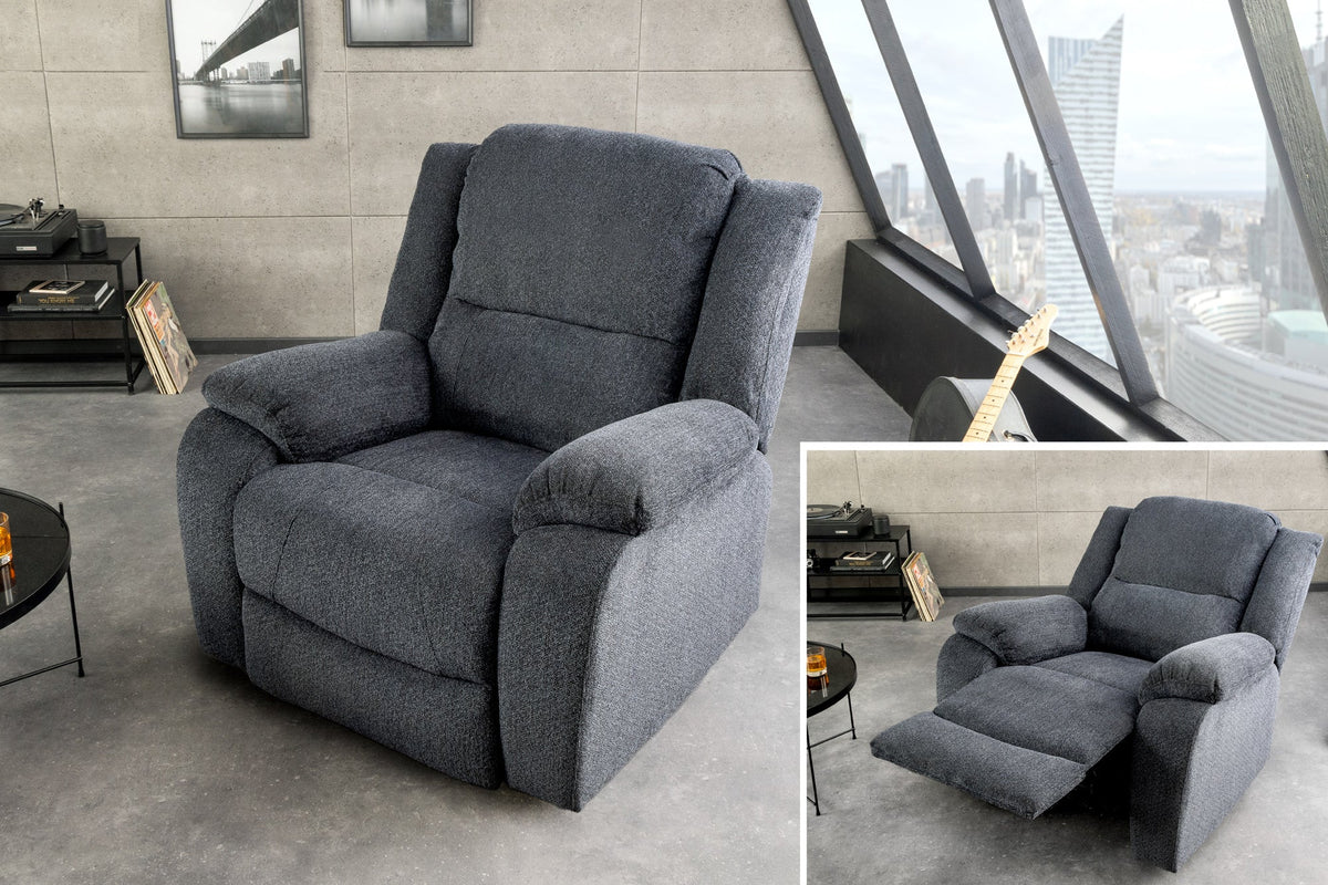 Fauteuil de cinéma confortable HOLLYWOOD gris foncé tissu structuré dossier réglable