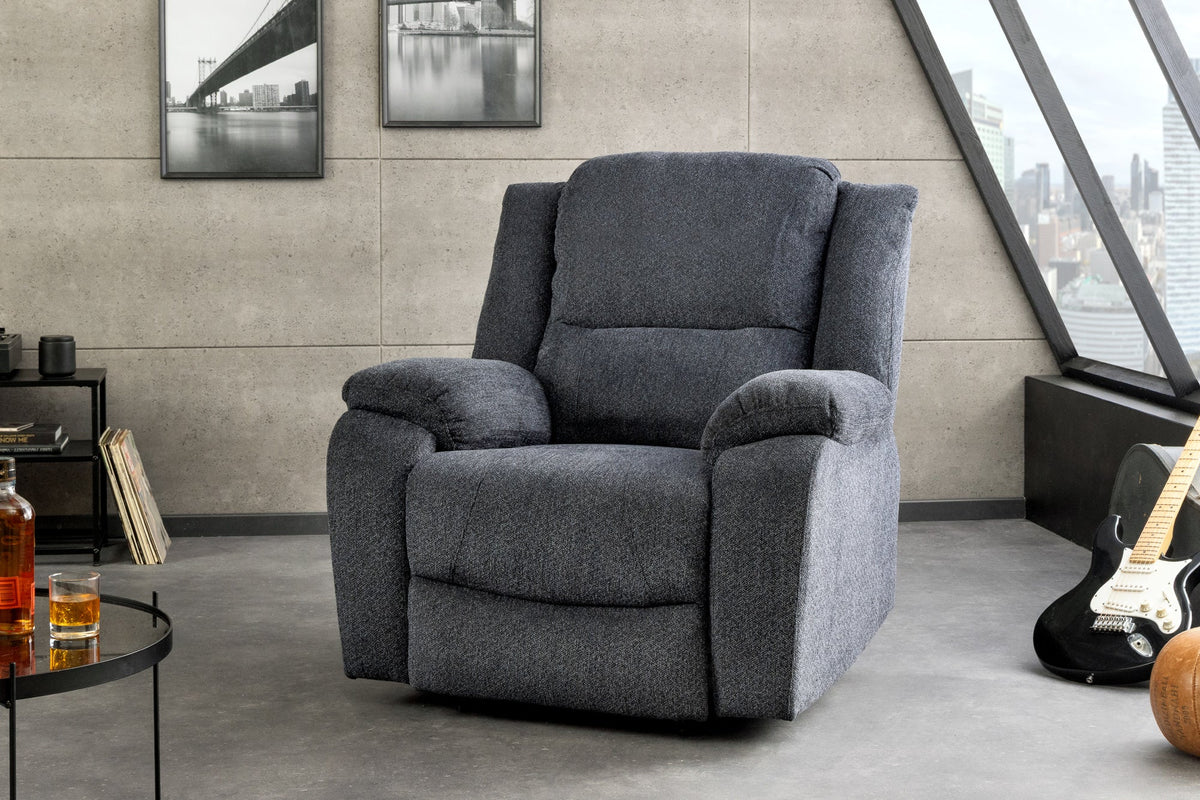 Fauteuil de cinéma confortable HOLLYWOOD gris foncé tissu structuré dossier réglable