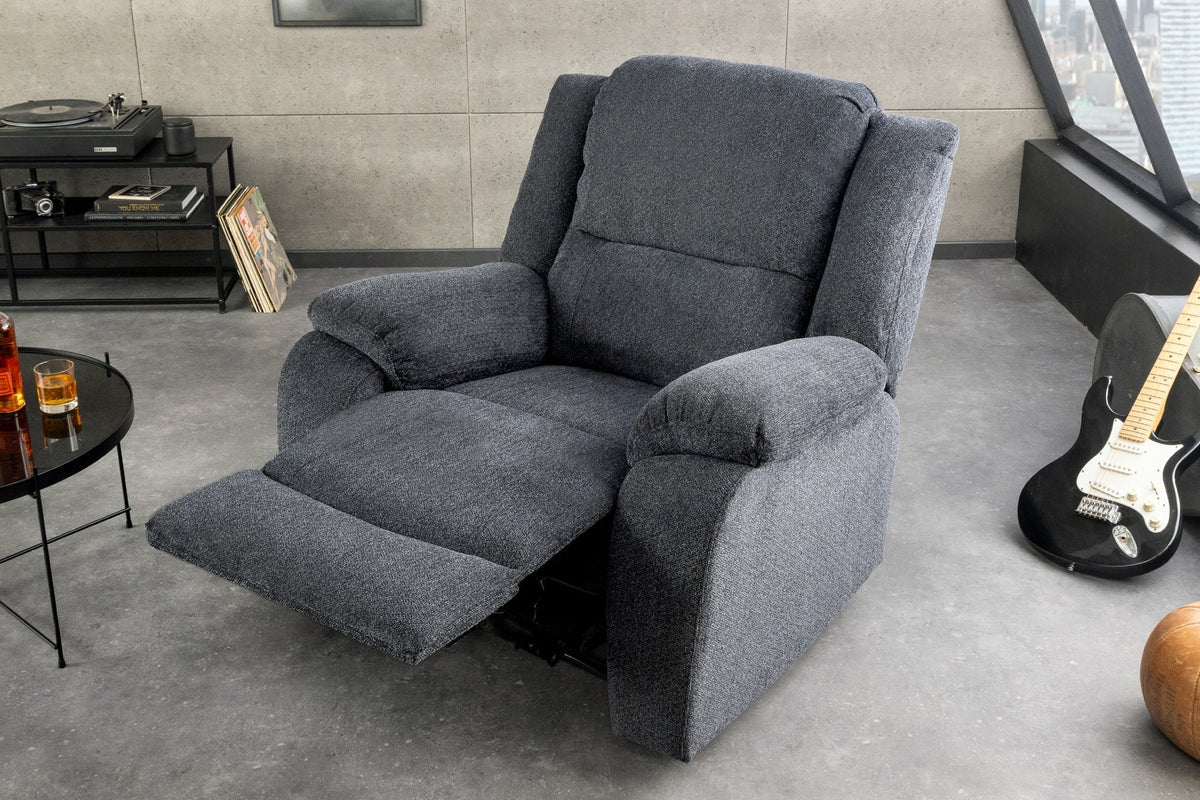 Fauteuil de cinéma confortable HOLLYWOOD gris foncé tissu structuré dossier réglable