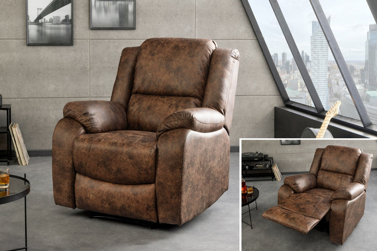 Fauteuil de cinéma confortable HOLLYWOOD marron antique dossier inclinable