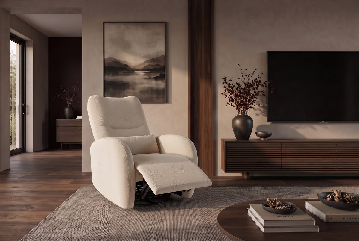 Fauteuil de cinéma électrique PRIORITY beige inclus coussin rotatif à 360° avec prise USB