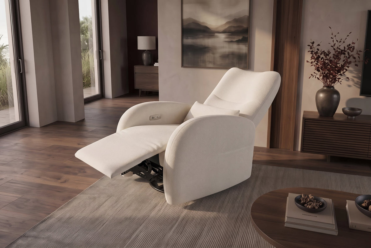 Fauteuil de cinéma électrique PRIORITY beige inclus coussin rotatif à 360° avec prise USB