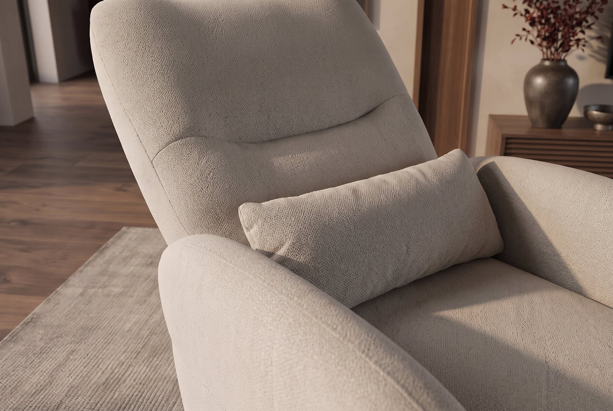 Fauteuil de cinéma électrique PRIORITY greige incluant coussin rotatif à 360° avec prise USB