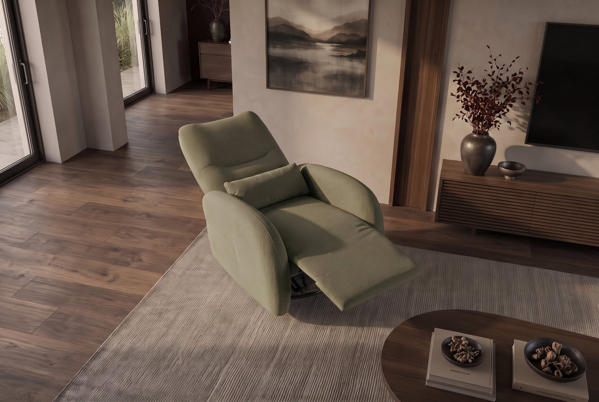 Fauteuil de cinéma électrique PRIORITY vert inclus coussin 360° rotatif avec prise USB