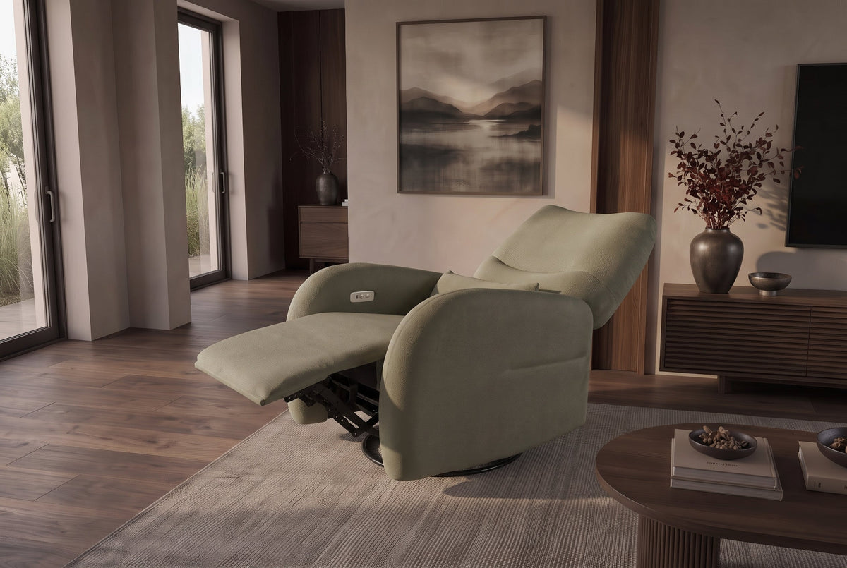 Fauteuil de cinéma électrique PRIORITY vert inclus coussin 360° rotatif avec prise USB