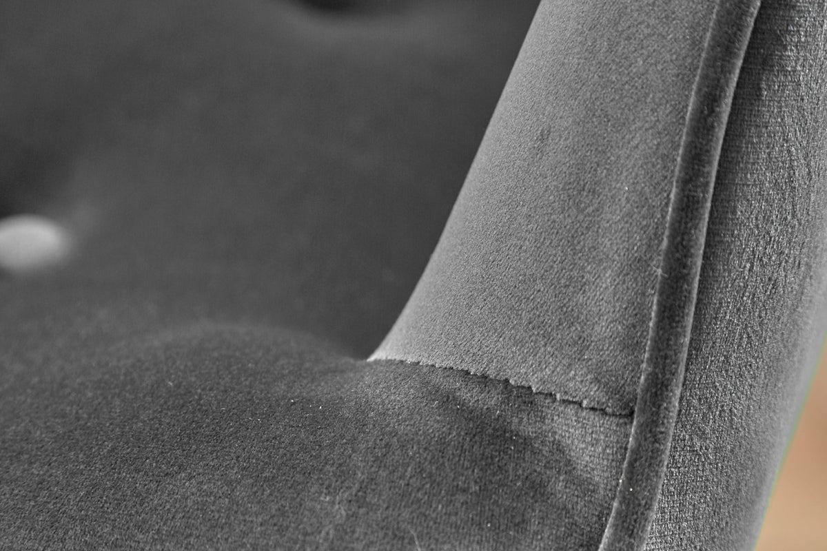 Fauteuil design MR. LOUNGER gris chromé velours réglable en hauteur pivotant rétro