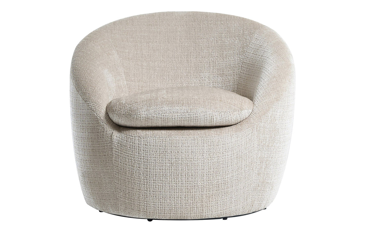 Fauteuil design pivotant ALPINE beige chenille Cremona 360° avec accoudoirs