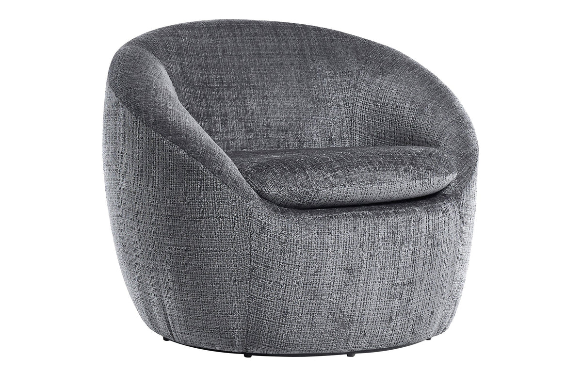 Fauteuil design pivotant ALPINE gris Chenille Cremona 360° avec accoudoirs