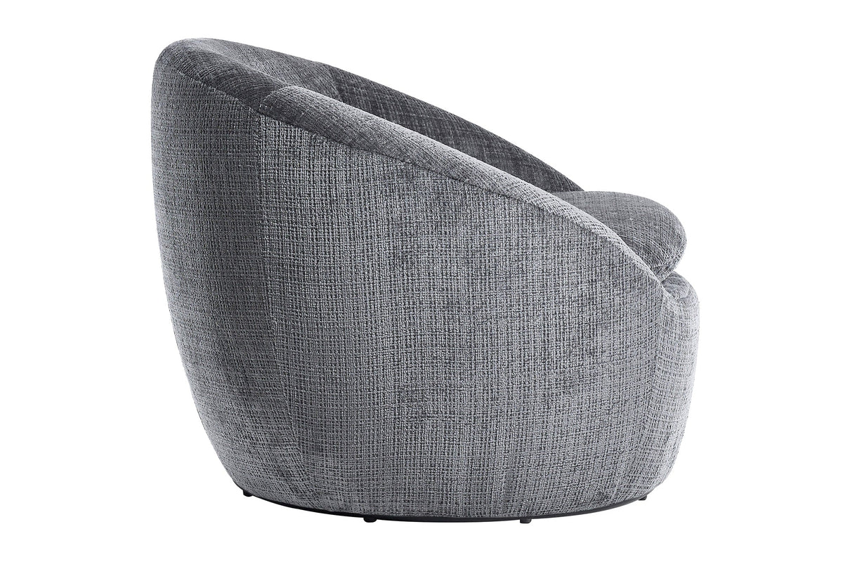 Fauteuil design pivotant ALPINE gris Chenille Cremona 360° avec accoudoirs