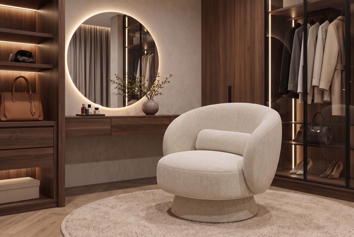 Fauteuil design pivotant BOSSA NOVA beige Chenille