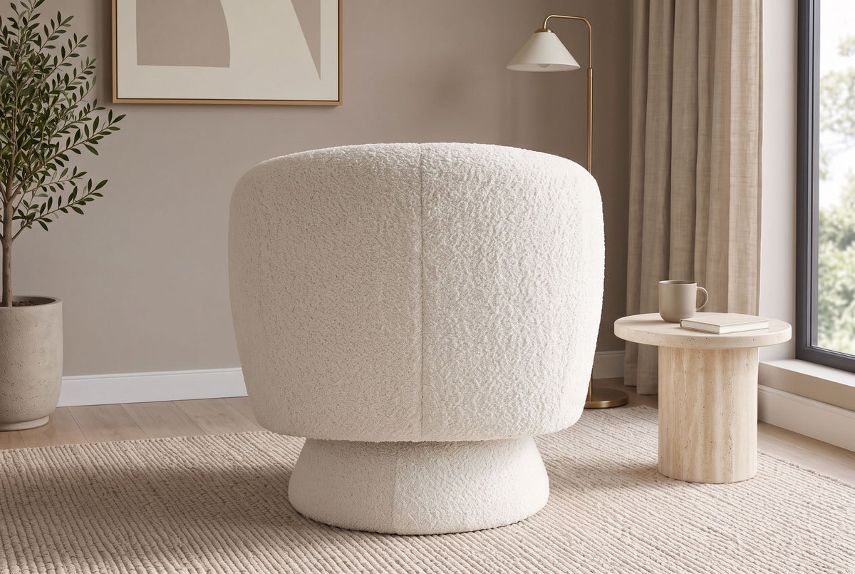 Fauteuil design rotatif BOSSA NOVA beige Bouclé