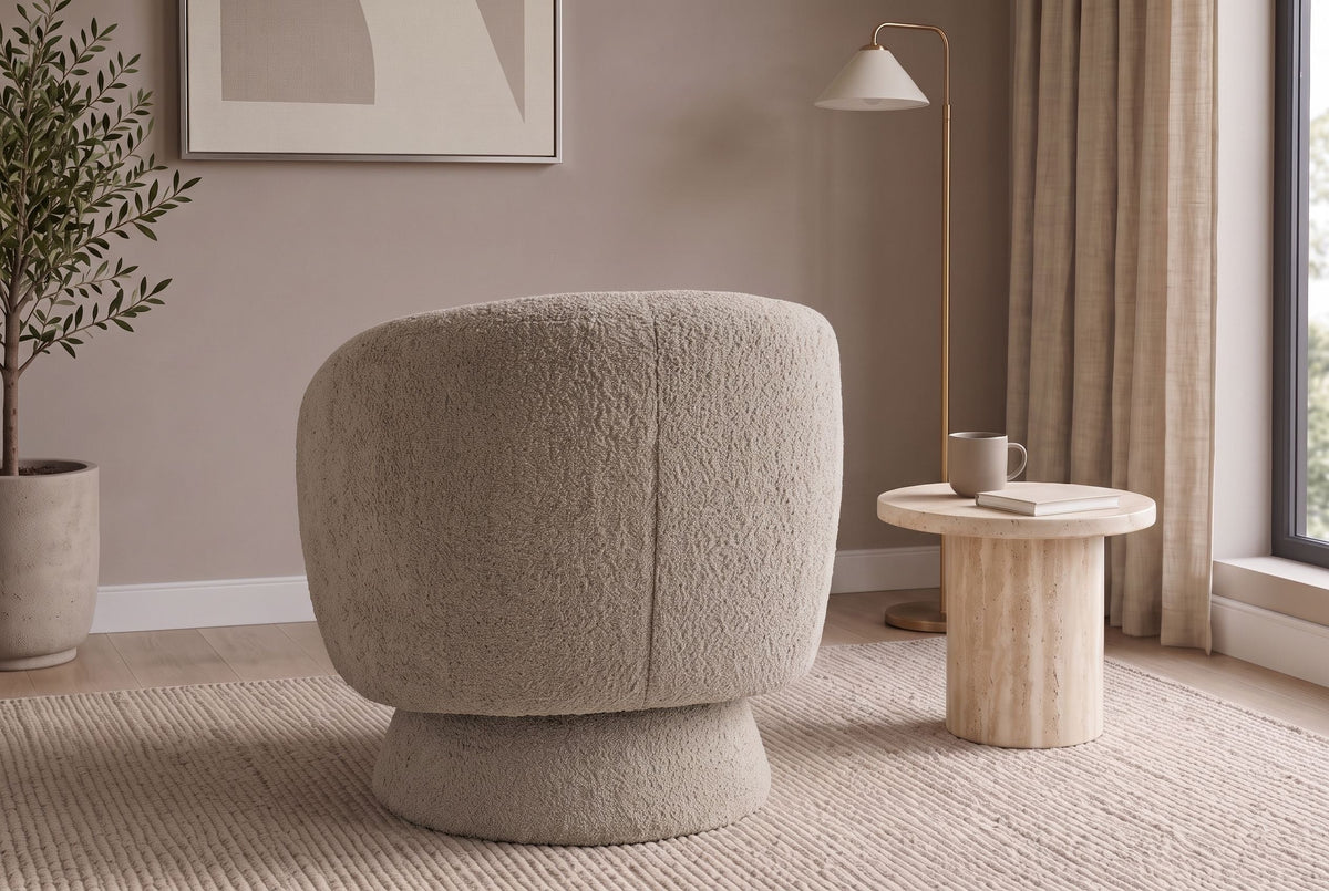 Fauteuil design rotatif BOSSA NOVA taupe Bouclé