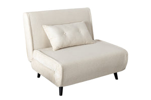 Fauteuil-lit rétro SMART MULTIFUNCTION 100cm beige Cord fonction lit incl. coussin