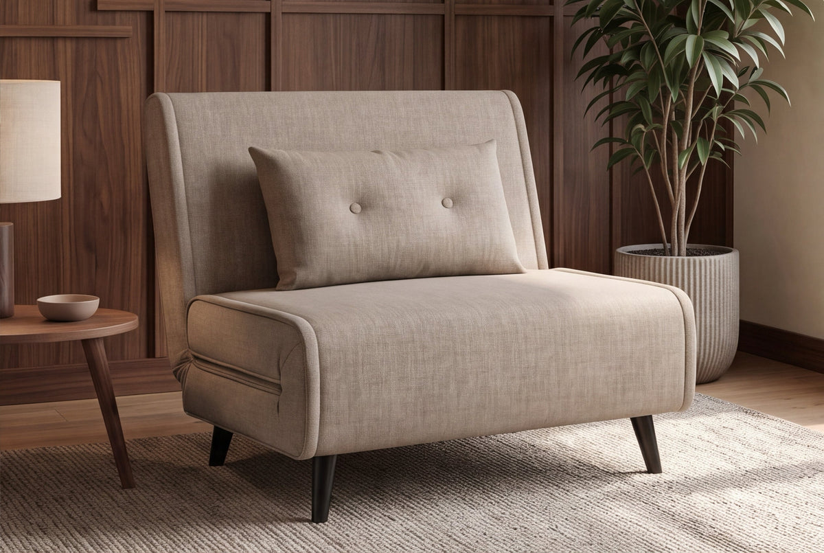 Fauteuil-lit SMART MULTIFUNCTION 100cm beige champagne Vogue velours de soie