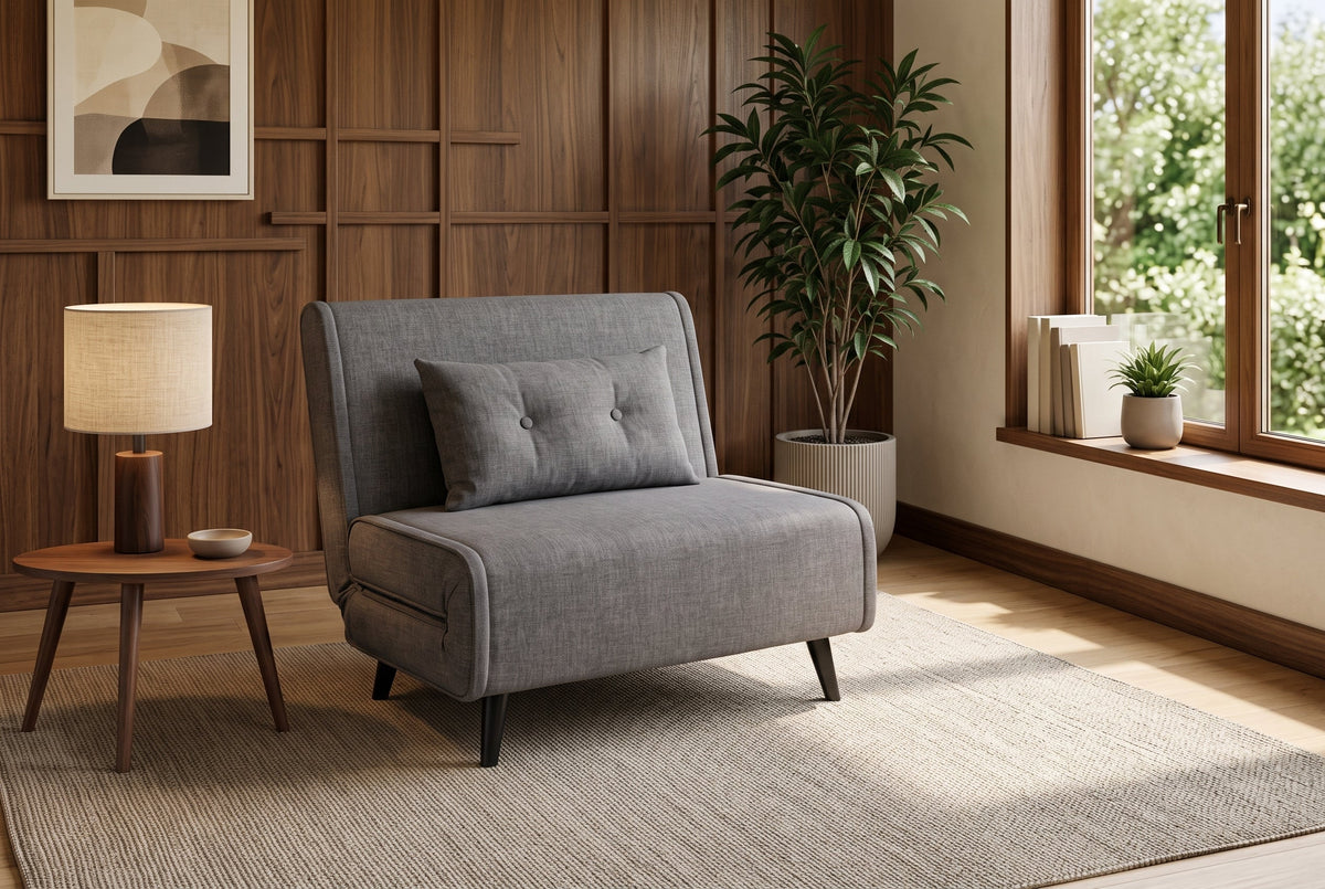 Fauteuil-lit SMART MULTIFUNCTION 100cm gris Vogue velours de soie