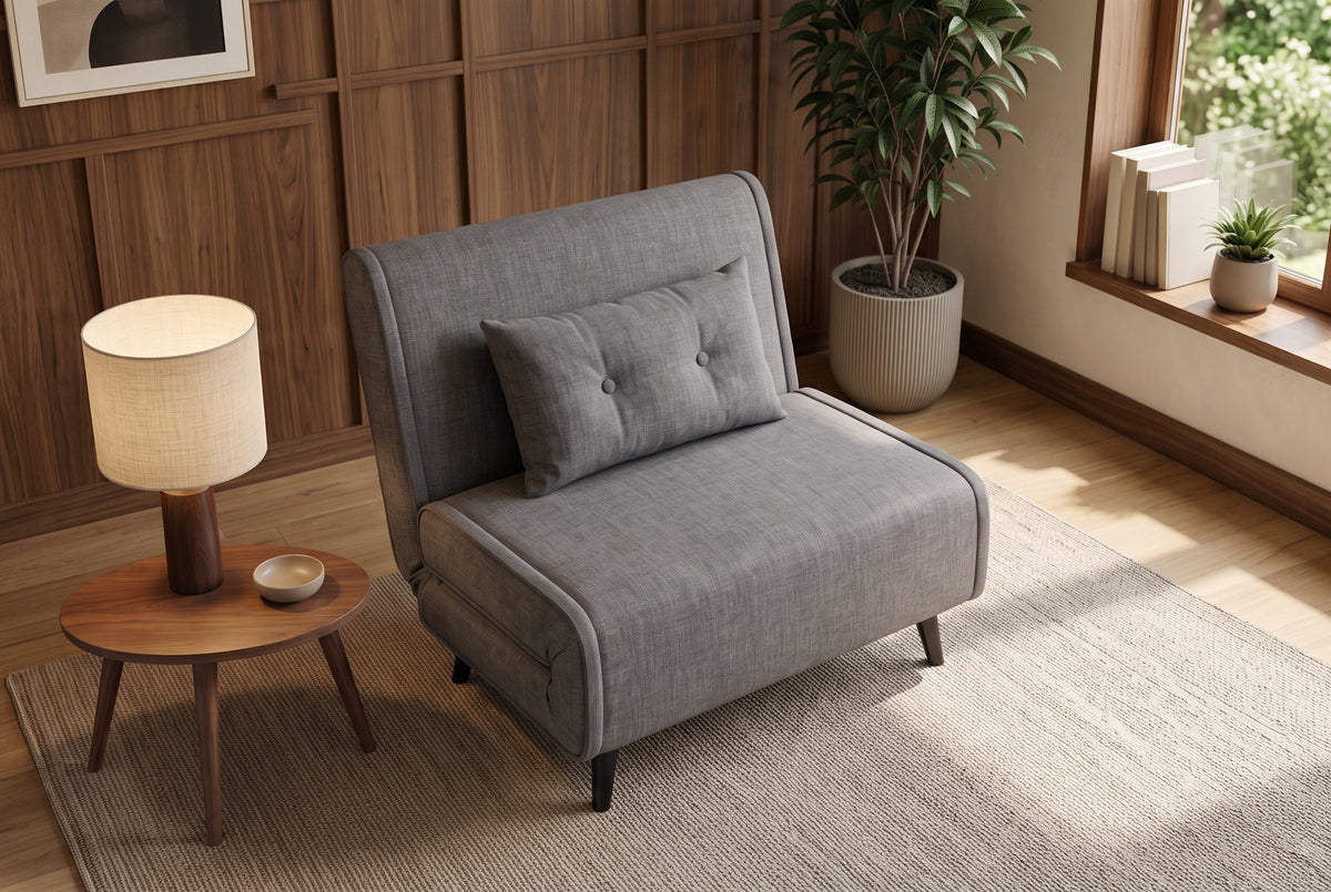 Fauteuil-lit SMART MULTIFUNCTION 100cm gris Vogue velours de soie