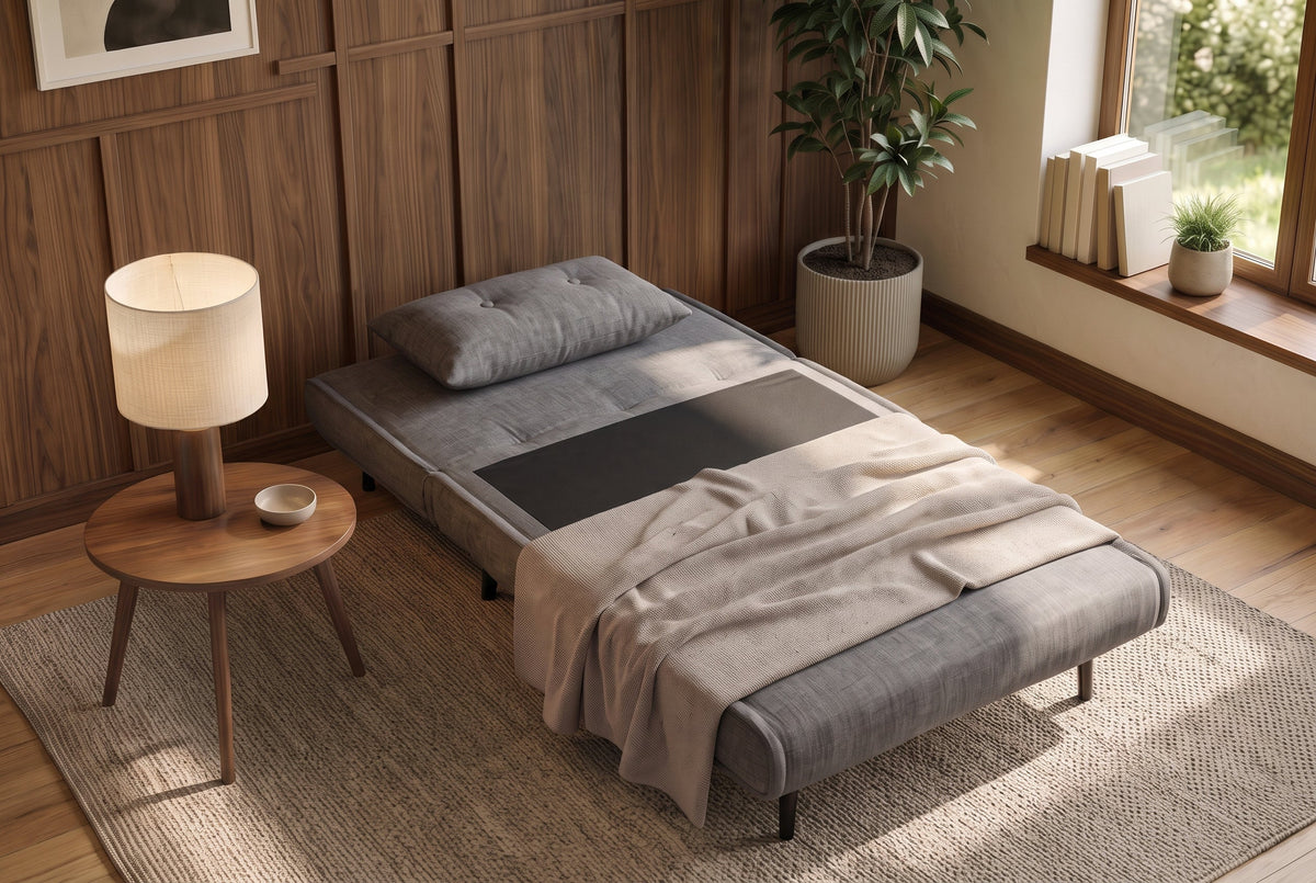Fauteuil-lit SMART MULTIFUNCTION 100cm gris Vogue velours de soie