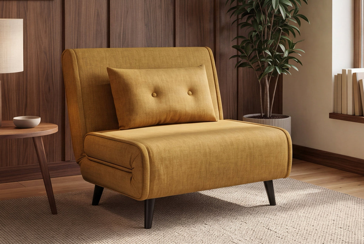 Fauteuil-lit SMART MULTIFUNCTION 100cm jaune moutarde Vogue soie velours