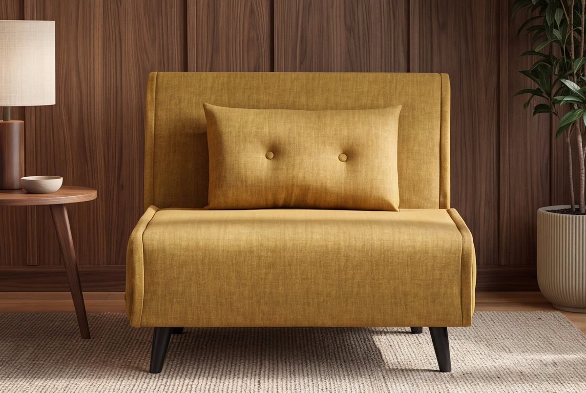Fauteuil-lit SMART MULTIFUNCTION 100cm jaune moutarde Vogue soie velours