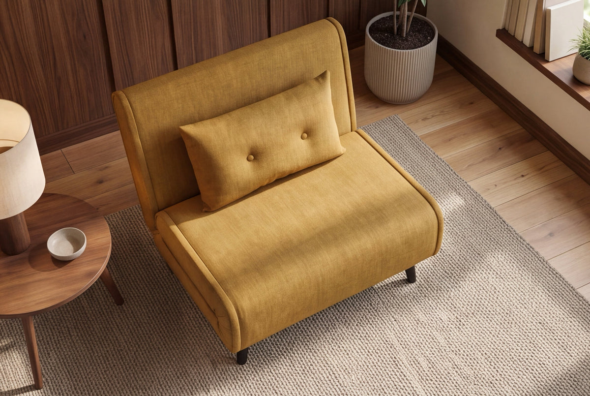 Fauteuil-lit SMART MULTIFUNCTION 100cm jaune moutarde Vogue soie velours