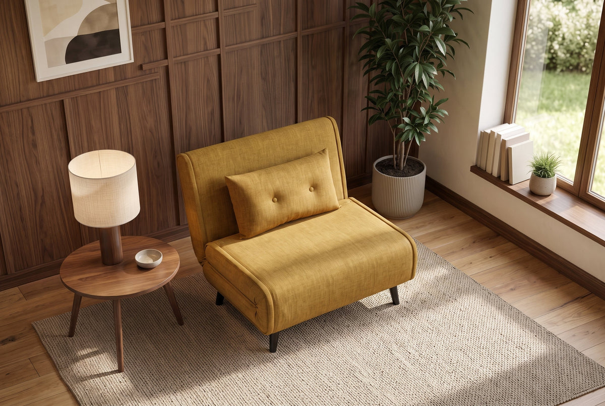 Fauteuil-lit SMART MULTIFUNCTION 100cm jaune moutarde Vogue soie velours