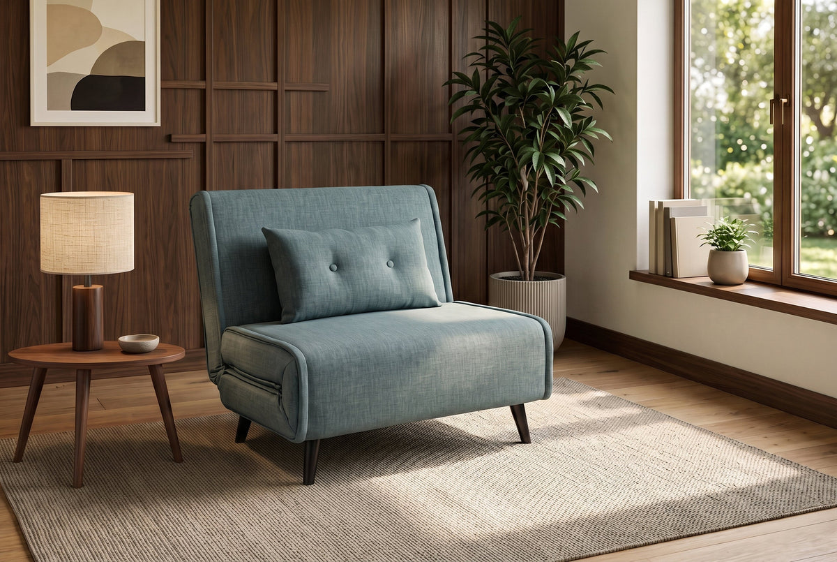 Fauteuil-lit SMART MULTIFUNCTION 100cm pétrole Vogue soie velours